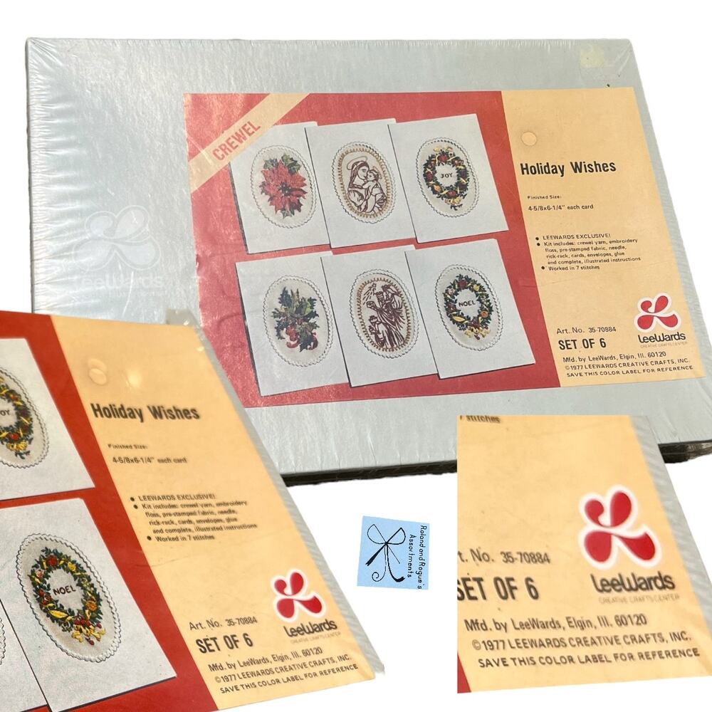 LeeWards No 5-70884 Holiday Wishes Sealed Crewel Card Kit